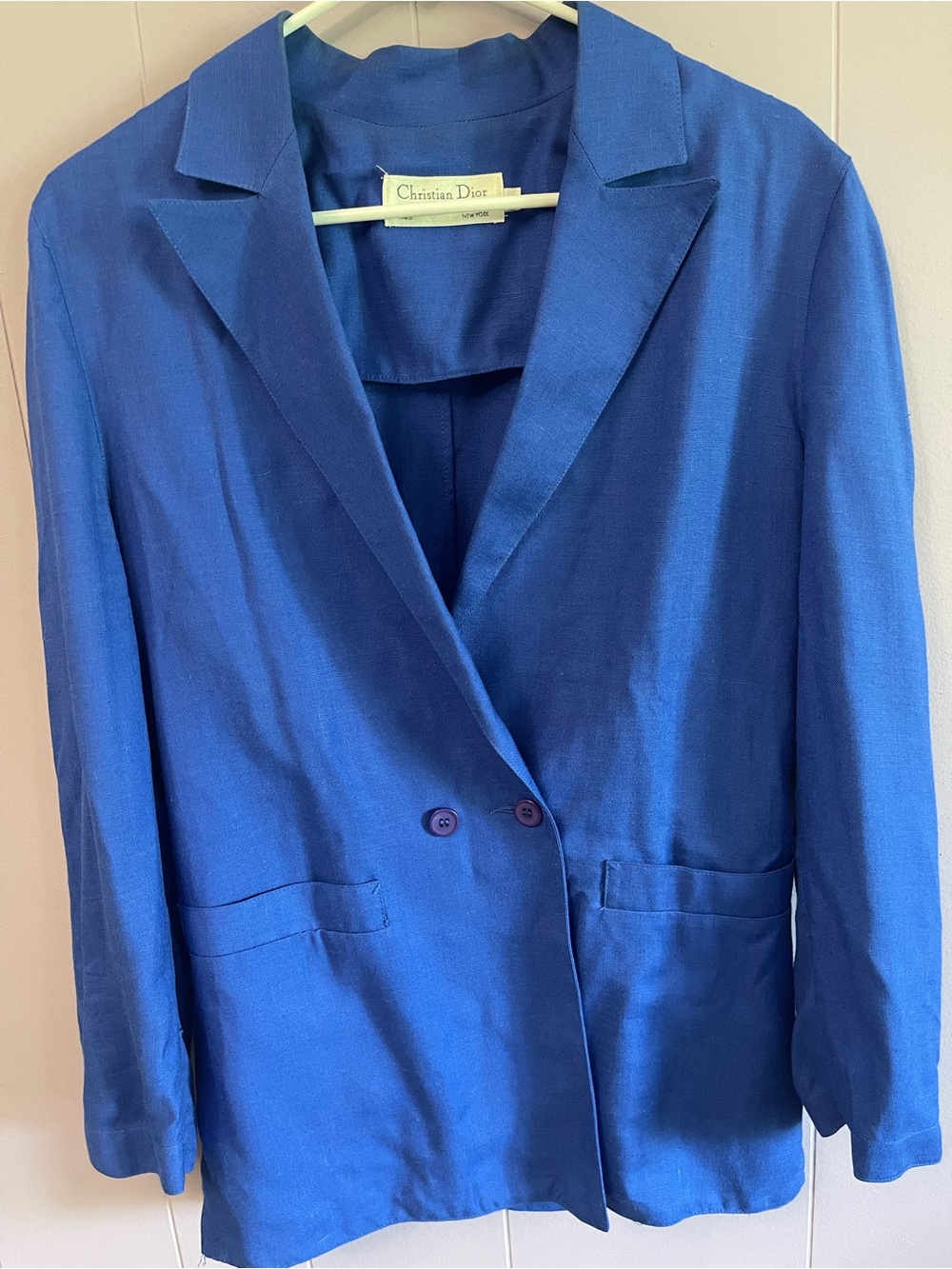 Vintage Christian Dior Royal Blue Double-Breasted Blazer suit